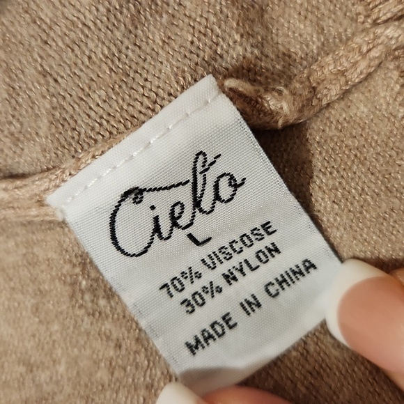 Beige Cardigan with pockets Cozy office Casual L lagenlook Career - Picture 9 of 9